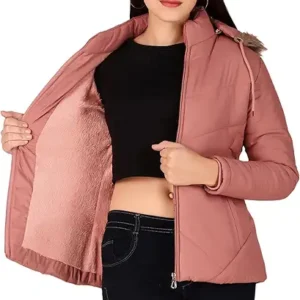 Girls and Women's Puffer Regular Fit Bomber Jacket For Winter